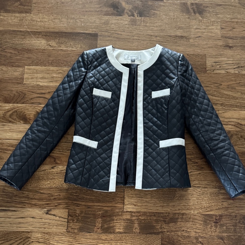 Tahari faux leather jacket